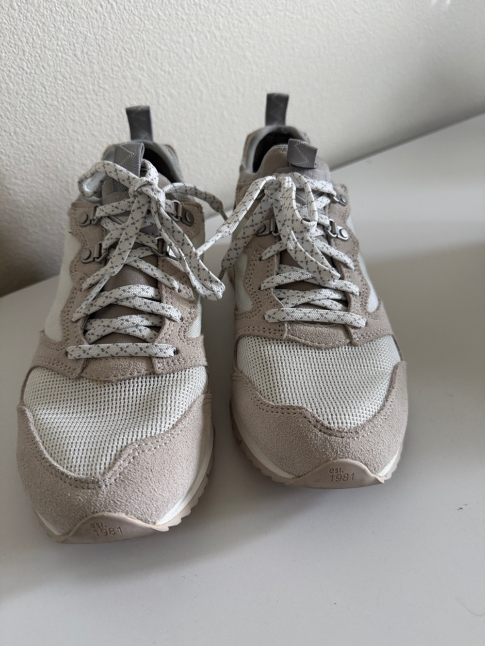 Neutral Beige & White Fashion Sneakers
